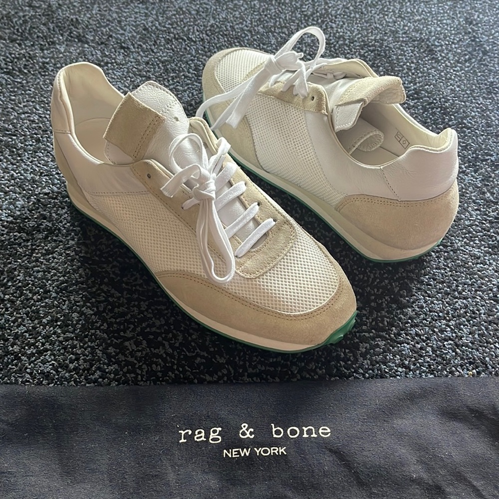 Rag & Bone White Dylan Mesh Suede Athletic Sneakers Shoes